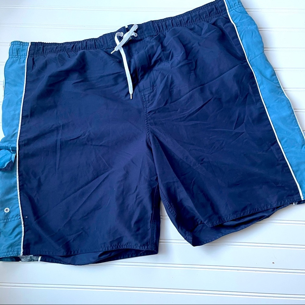 Navy Hawaiian Swim Trunks Boardshorts Size XXL